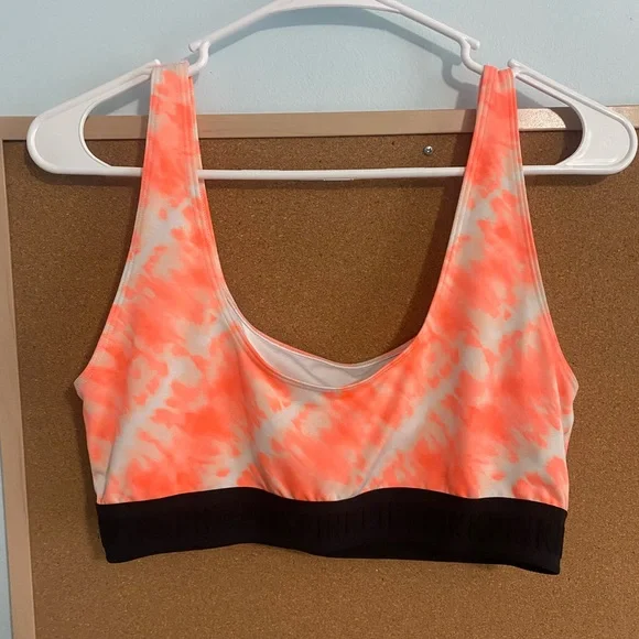PINK Victoria's Secret Orange and Black Tie-Dye Sports Bra - Picture 3 of 4